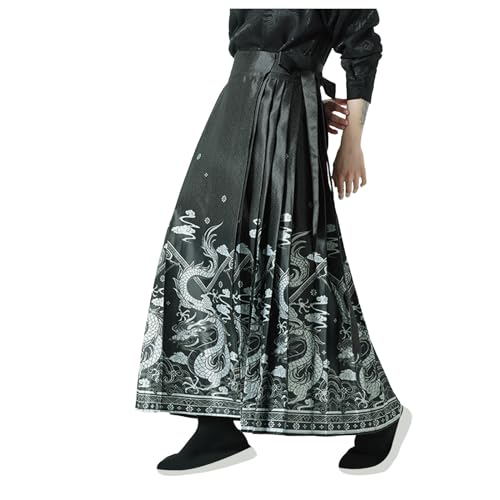 RUMAOZIA Traditioneller Kilt Herren Alte Hanfu Chinesischen Stil Kostüm Mamianqun Ming Dynastie Weben Pferd Gesicht Rock Traditionelle A-Linie Rock von RUMAOZIA