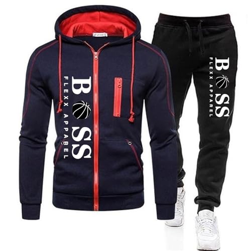 RUMAOZIA Trainingsanzug Set Herren Regular Fit Sport Anzug 2 Teilig Jogginganzug Hip Hop Streetwear Teenager Sportbekleidung Winter Gepolstert Tracksuit mit Hoodie und Jogginghose Sportanzug von RUMAOZIA