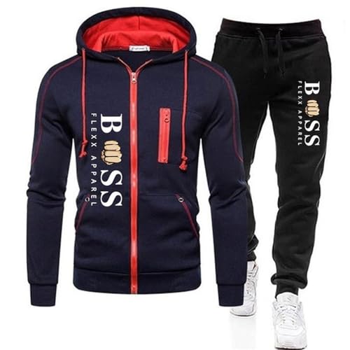 RUMAOZIA Trainingsanzug Set Herren Regular Fit Sport Anzug 2 Teilig Jogginganzug Winter Gepolstert Tracksuit mit Hoodie und Jogginghose Sportanzug Hip Hop Streetwear Teenager Sportbekleidung von RUMAOZIA