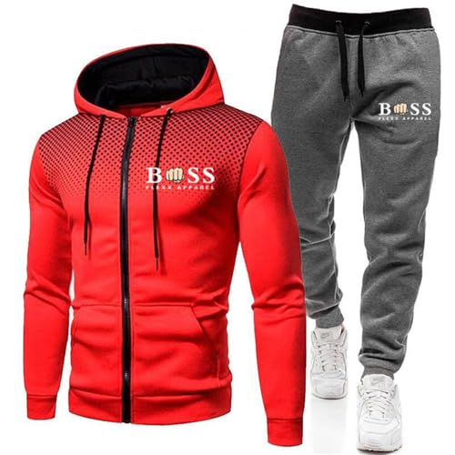 Trainingsanzug Set Herren Regular Fit Sport Anzug 2 Teilig Jogginganzug Winter Gepolstert Tracksuit mit Hoodie und Jogginghose Sportanzug Hip Hop Streetwear Teenager Sportbekleidung von RUMAOZIA
