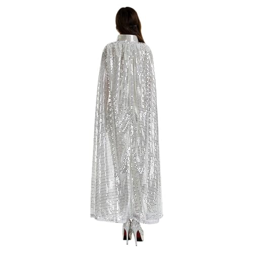 RUMAOZIA Umhang Damen Glitzer Pailletten Fasching Lang Mantel Classic Verkleidung Rollenspiel Cape Vintage einfarbig Fancy Karnevalskostüm Party Ostern Cosplay Requisiten Karneval Kostüm von RUMAOZIA
