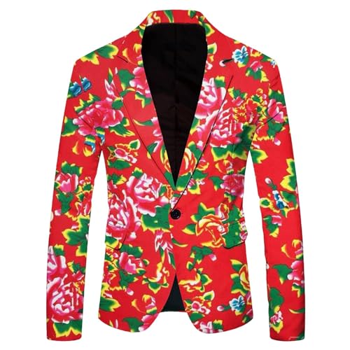 RUMAOZIA Vintage Anzügejacke Für Herren Klassischer Blazer mit Blumenmuster Regular Fit Hochzeitsanzug Slim Fit Hochzeit Business Anzug Smoking Floral Sakko 1 Knopf Anzugjacke faschingskostüme von RUMAOZIA