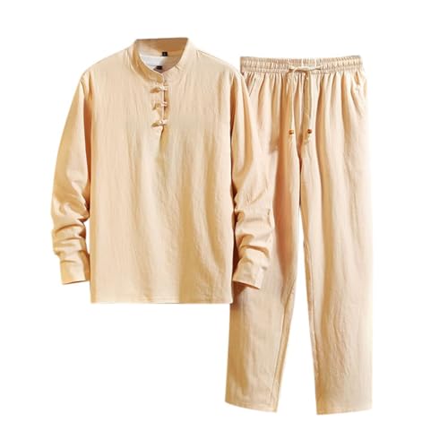 RUMAOZIA Zweiteiler Herren Trainingsanzug Baumwolle Tai Chi Uniform Kung Fu Anzug Chinesisch Traditionelle Kleidung Tang Anzug Kampfkunst Atmungsaktiv Kurzarm Tops Zen Meditation Uniform von RUMAOZIA