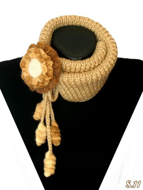 Cappuccino Gestrickte Schal, Winter Warmen Wolle Halswärmer, Winter-Set Und Weihnachtsgeschenk von RUMENA