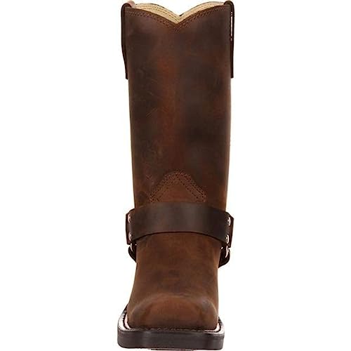 Retro Ritter Stiefel Nieted Western Cowboy Stiefel Imitation PU Leder wasserdichte Stiefel für Männer und Frauen, 38-48(Gelbbraun,44) von RUMITY