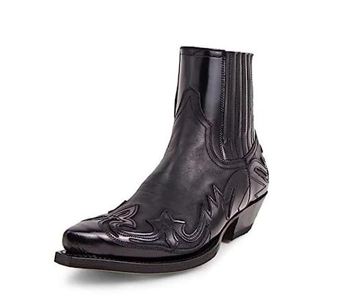 Retro spitze PU Leder Ritter Stiefel, gedruckte Mode Stiefel, wasserdichte Leder Stiefel, 38-48(schwarz,40) von RUMITY