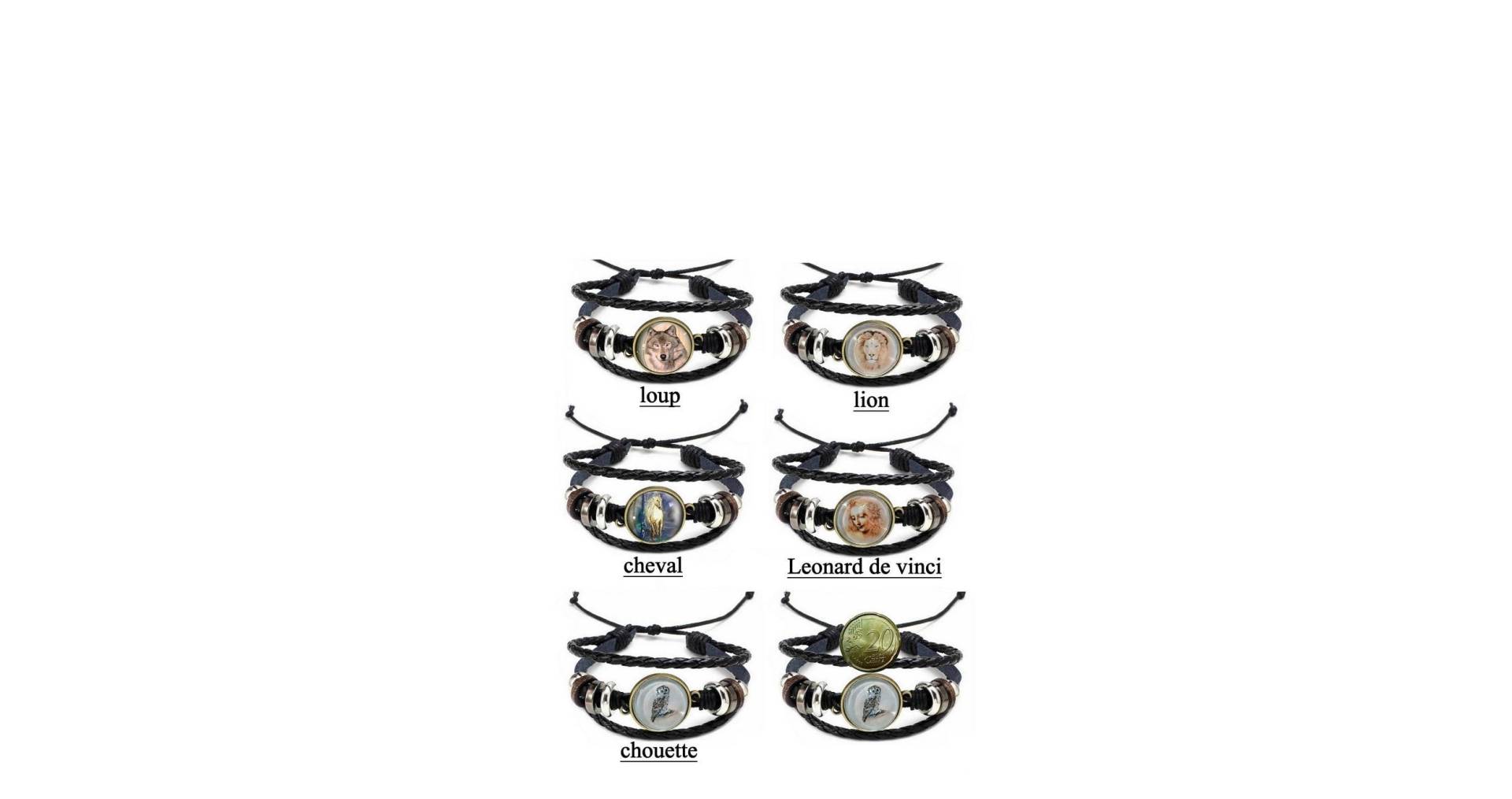 Lederarmband Pferd/Wolf/Löwe/Eule/Leonardo Da Vinci von RUNESCreationsNADE