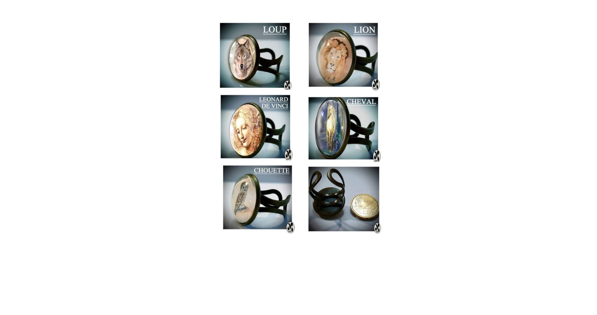 Ringe Wolf, Pferd, Löwe, Eule, Leonardo Da Vinci von RUNESCreationsNADE