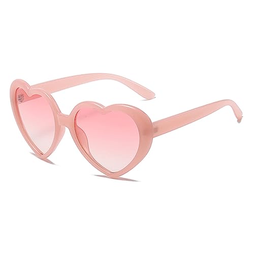 RUNHUIS Mode Polarisiert Herz Sonnenbrille Damen Herren Niedlich Herz-Form Vintage Retro Fee Schattierungen für Party Rosa/Rosa Verlauf von RUNHUIS