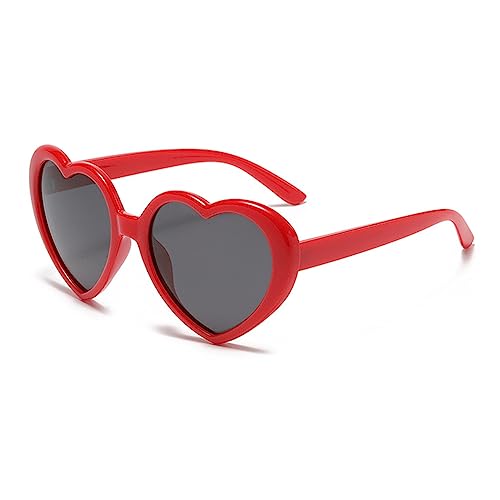 RUNHUIS Mode Polarisiert Herz Sonnenbrille Damen Herren Niedlich Herz-Form Vintage Retro Fee Schattierungen für Party Rot/Grau von RUNHUIS