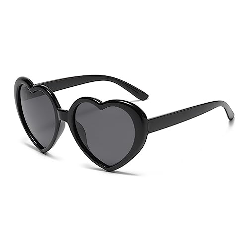 RUNHUIS Mode Polarisiert Herz Sonnenbrille Damen Herren Niedlich Herz-Form Vintage Retro Fee Schattierungen für Party Schwarz/Grau von RUNHUIS