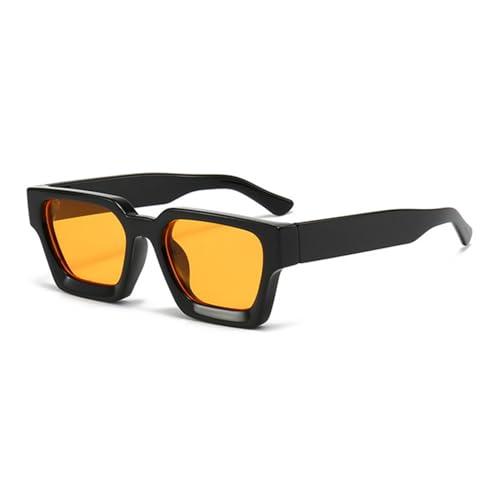 RUNHUIS Retro Dicke rechteckige Sonnenbrille für Damen Herren Vintage Klassisch Großer quadratischer Rahmen Chunky Brillen Schwarz/Orange von RUNHUIS