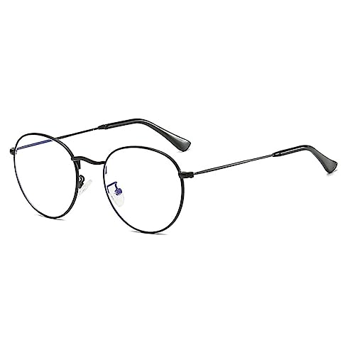 RUNHUIS Rund Blue Light Blocking Gläser Damen Herren Klassischer Metallrahmen Anti Bluelight Augenschutz Brillen Schwarz/Blaulicht-Blockierung von RUNHUIS