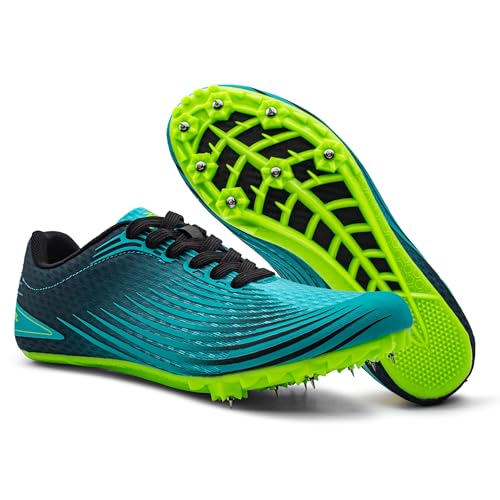 RUNIC Leichtathletikschuhe für Herren, Damen und Kinder – Pro Running Spikes für Sprint, Rennen & Training – 7 Spikes + extra Spikes & Schraubenschlüssel (US-Männergröße), Himmelblau/Zitrone, 38 EU von RUNIC