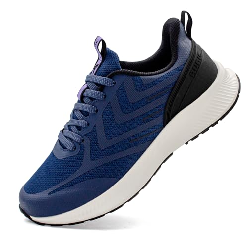 Sneaker mit breiter Zehenbox für Damen – extra breite Breite, leichte Laufschuhe, atmungsaktive Walking-Tennisschuhe mit Fußgewölbeunterstützung und rutschfester Gummi-Außensohle, Marineblau, 38.5 EU von RUNIC