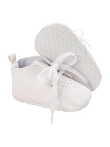 RUNQHUI Baby Mädchen Jungen Krabbelschuhe Lederpuschen Hausschuhe Neugeborene Schuhe Für Kleinkind Taufe Schuhe In Weiß B Weiß 9-12 Monate von RUNQHUI