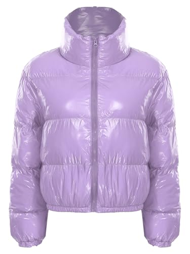 RUNQHUI Damen Glänzend Daunen Baumwolle Jacken Winter Verdicken Warm Metallic Glanz Puffer Parker Mantel Kurz Oberbekleidung Helles Lila M RUNQHUI Damen Glänzend Daunen Baumwolle Jacken Winter Verdicken Warm Metallic Glanz Puffer Parker Mantel Kurz Oberbekleidung Helles Lila M von RUNQHUI