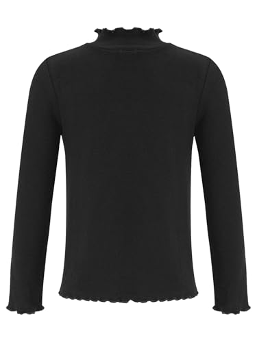RUNQHUI Kinder Mädchen Junge Thermoshirt Langarm Rollkragen Unterhemd Herbst Winter Funktionsshirt Slim Fit Basic Tops Casual Outfit Schwarz 146-152 von RUNQHUI