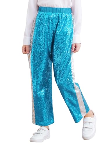 RUNQHUI Mädchen Pailletten Weites Bein Hosen Kinder Jazz Pants Glitzer Tanzhose Für Karneval Fasching Tanzen Geburtstag Party Hellblau 146-152 RUNQHUI Mädchen Pailletten Weites Bein Hosen Kinder Jazz Pants Glitzer Tanzhose Für Karneval Fasching Tanzen Geburtstag Party Hellblau 146-152 von RUNQHUI