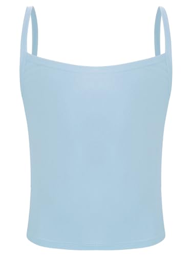RUNQHUI Tank Top Mädchen Spaghettiträger Unterhemd Trägershirt Elastische Baumwolle Top Kinder Fitness Yoga Alltagskleidung Blau 140-164 von RUNQHUI