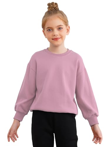 RUNQHUI Unisex Kinder Langarmshirt Basic Einfarbig Sweatshirt mit Rundhalsausschnitt Mädchen Jungen Baumwolle Oberteil Rosa 122-128 RUNQHUI Unisex Kinder Langarmshirt Basic Einfarbig Sweatshirt mit Rundhalsausschnitt Mädchen Jungen Baumwolle Oberteil Rosa 122-128 von RUNQHUI