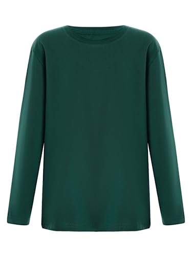 RUNQHUI Unisex Kinder Langarmshirt aus 100% Baumwolle Einfarbig T-Shirt mit Rundhalsausschnitt Mädchen Jungen Basic Casual Unterhemd Oberteil Dunkelgrün 122-128 RUNQHUI Unisex Kinder Langarmshirt aus 100% Baumwolle Einfarbig T-Shirt mit Rundhalsausschnitt Mädchen Jungen Basic Casual Unterhemd Oberteil Dunkelgrün 122-128 von RUNQHUI