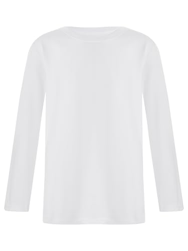 RUNQHUI Unisex Kinder Langarmshirt aus 100% Baumwolle Einfarbig T-Shirt mit Rundhalsausschnitt Mädchen Jungen Basic Casual Unterhemd Oberteil Weiß 122-128 RUNQHUI Unisex Kinder Langarmshirt aus 100% Baumwolle Einfarbig T-Shirt mit Rundhalsausschnitt Mädchen Jungen Basic Casual Unterhemd Oberteil Weiß 122-128 von RUNQHUI