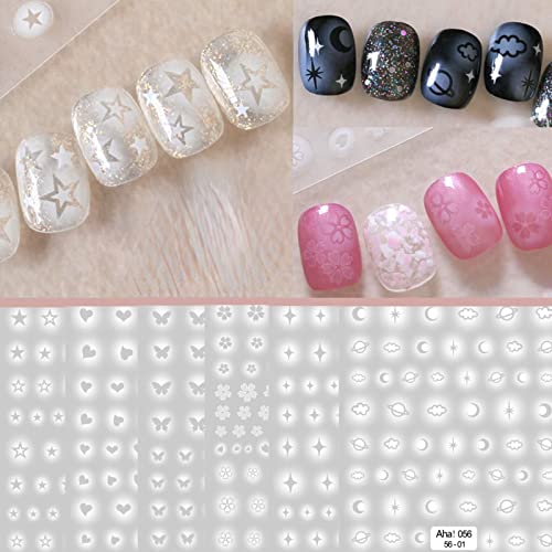 RUNRAYAY 6 Blatt Airbrush-Nagelaufkleber, Nagelschablonen, French Tip, Schmetterlings-Blumen-Nagel-Aufkleber, Druckschablone, DIY für Maniküre-Tipps, Frauen, Mädchen, Nail Art Decor von runrayay