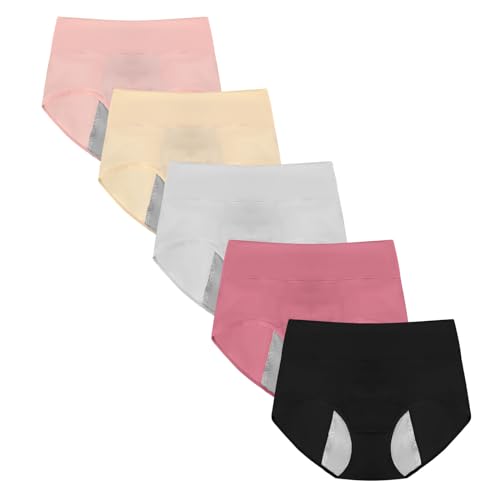 RUNYA Damen Perioden Unterwäsche Unterhosen Baumwolle Slip Postpartum Menstruation Unterwäsche 5er Pack von RUNYA