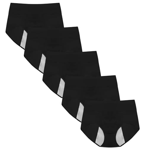 RUNYA Damen Perioden Unterwäsche Unterhosen Baumwolle Slip Postpartum Menstruation Unterwäsche 5er Pack von RUNYA