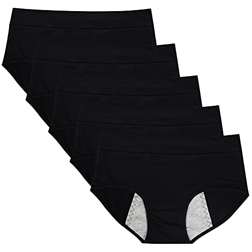 RUNYA Perioden Unterwäsche Unterhosen Damen Baumwolle Slip Postpartum Menstruation Unterwäsche 5er Pack XL von RUNYA