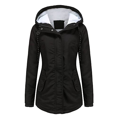 RUNYN Damen Jackets for Winter Kariert Mantel Lange Mäntel Wasserdicht Mantel Schwarz Weiß Oberbekleidung Outdoor Parka Wasserdicht Outdoorparka Pbergangsjacke Softshell Jacke von RUNYN