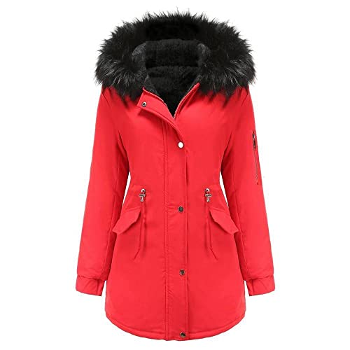 RUNYN Damen Wintermantel Winterparka Gefüttert Mit Kapuze Elegant Warm Winter Jacke Parka Übergangsjacke Steppmantel Damen von RUNYN