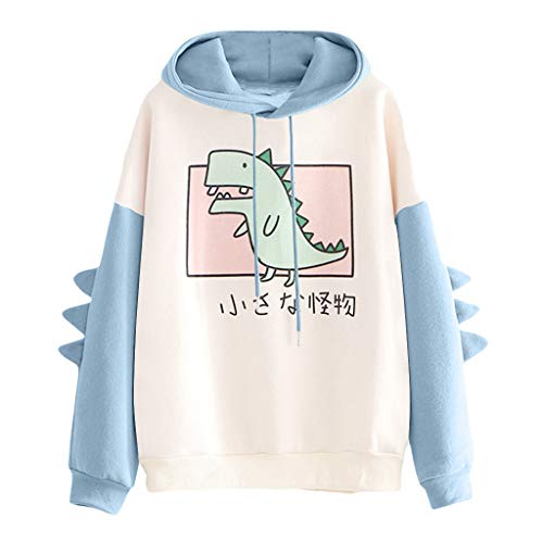 RUNYN Hoodie Damen Sweatshirt mit Kapuze Japanischen Stil Kawaii Karikatur Kapuzenpullover Mädchen Herbst und Winter Pullover für Party Reisen Tägliche (Blau, XXL) von RUNYN