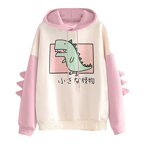 RUNYN Hoodie Damen Sweatshirt mit Kapuze Japanischen Stil Kawaii Karikatur Kapuzenpullover Mädchen Herbst und Winter Pullover für Party Reisen Tägliche (Rosa, L) von RUNYN