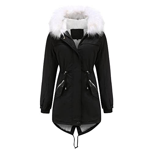 RUNYN Winterparka Damen Wasserdicht Winterjacke Damen Warm Winterjacke Damen Warm Gefüttert Parka Jacket Wasserdicht Übergangsjacke Winterparka Lang Outdoor Wintermantel Mit Kapuze von RUNYN