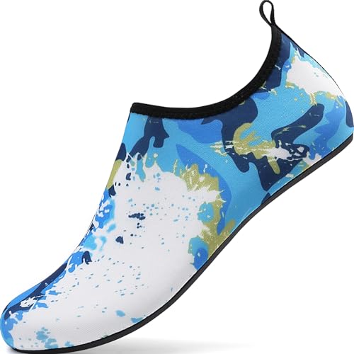 RUOMU Badeschuhe Damen Wasserschuhe Herren Schnell Trocknend Schwimmschuhe rutschfeste Aquaschuhe Leicht Strandschuhe Surfschuhe Barfußschuhe für Männer Frauen Beach Pool, Blau 43 EU von RUOMU