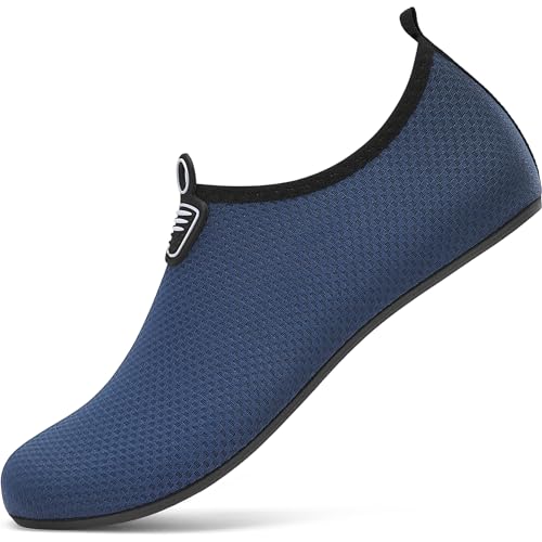 RUOMU Badeschuhe Damen Wasserschuhe Herren Schnell Trocknend Schwimmschuhe rutschfeste Aquaschuhe Leicht Strandschuhe Surfschuhe Barfußschuhe für Männer Frauen Beach Pool, Schwarz 39 EU von RUOMU