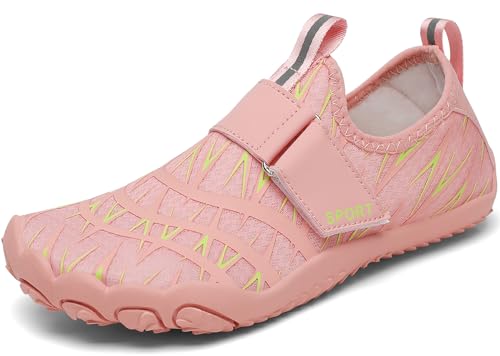 RUOMU Badeschuhe Damen Wasserschuhe Schnell Trocknend Schwimmschuhe Barfußschuhe rutschfeste Leicht Aquaschuhe Strandschuhe fur Männer Frauen,Rosa 37 EU von RUOMU