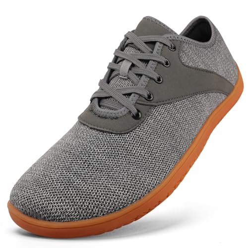 RUOMU Unisex Barfußschuhe Knit Barfuss Schuhe - Herren Damen Minimalistische Weit Barfussschuhe, Zero-Drop Barfuss Minimal Schuhe, Dunkelgrau, Gr.36 von RUOMU