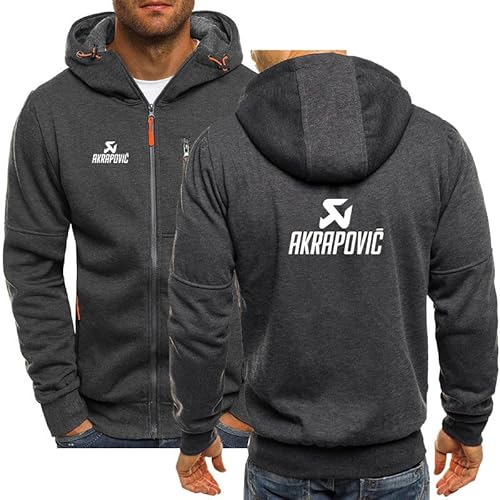 RUQOOAE Herrenjacken Akr.ap_ovic Kapuzenpulli Fleece Casual Strickjacke Zip Baumwolle Hoodie Sportbekleidung (Dark Grey,XL) von RUQOOAE