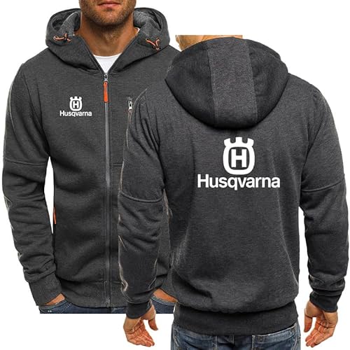 RUQOOAE Herrenjacken Hus.q_Varna Kapuzenpulli Fleece Casual Strickjacke Zip Baumwolle Hoodie Sportbekleidung (Dark Grey,M) von RUQOOAE