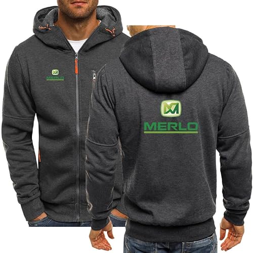 RUQOOAE Herrenjacken Me.r_lo Kapuzenpulli Fleece Casual Strickjacke Zip Baumwolle Hoodie Sportbekleidung (Dark Grey,M) von RUQOOAE