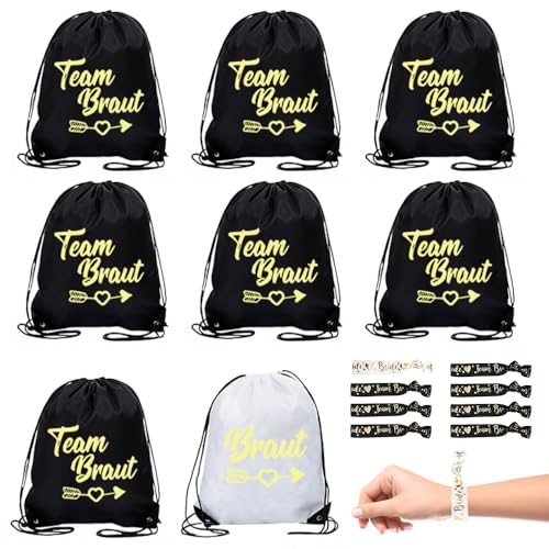 8 Stück Rucksack JGA Team Braut, JGA Turnbeutel Team Braut mit Team Bride Armband, JGA Accessoires Braut Turnbeutel 34 * 42cm, für Junggesellenabschied Braut Party 8 Stück Rucksack JGA Team Braut, JGA Turnbeutel Team Braut mit Team Bride Armband, JGA Accessoires Braut Turnbeutel 34 * 42cm, für Junggesellenabschied Braut Party von RURIZHONGTIAN
