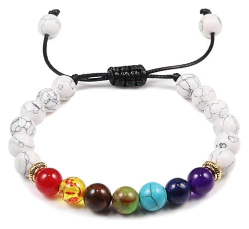 RURUR Wood Bead Bracelet，Men Women Beaded Bracelets Bangles Tiger Eye Stone Bracelet(Braid White) von RURUR