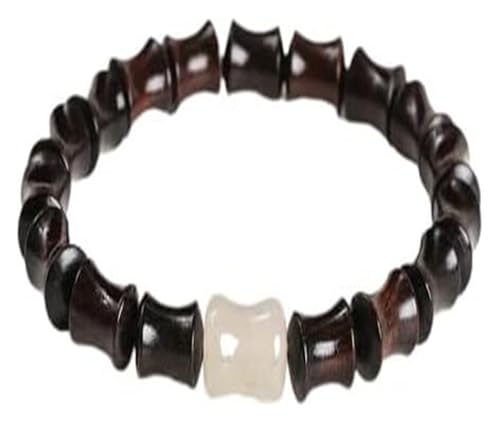 RURUR Wood Bead Bracelet Natural Wooden Black Sandalwood Jade Bead Bamboo Shape Bracelet Men Women Vintage Simple Stretch Bracelet Gifts ﻿(Black) von RURUR