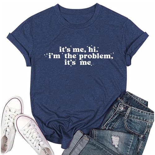 RUSASKO Damen-T-Shirt mit Aufschrift "It's Me Hi I'm The Problem It's Me", Marineblau, XX-Large von RUSASKO