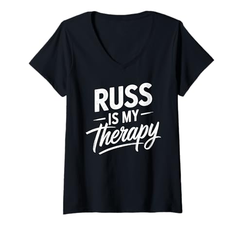 Damen RUSS ist mein Therapie-T-Shirt-Name 'RUSS' T-Shirt mit V-Ausschnitt Damen RUSS ist mein Therapie-T-Shirt-Name 'RUSS' T-Shirt mit V-Ausschnitt von RUSS Designs By ShirtZilla