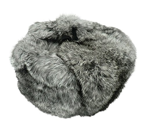 CUCUBA Unisex Russische Fellmütze Schapka Ushanka Kaninchenfell Farbe Grau Größe L von CUCUBA