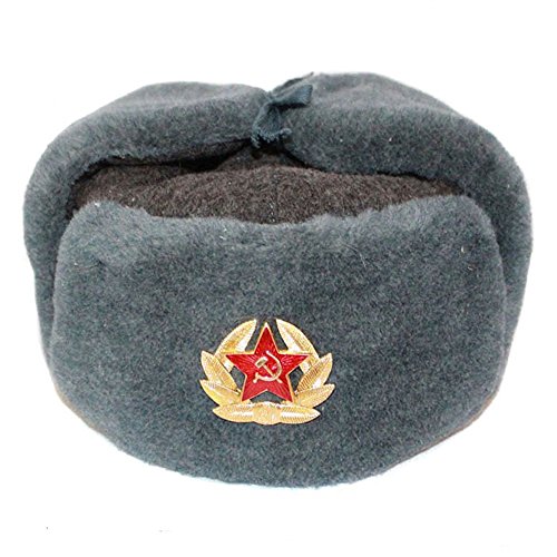 RUSSISCHE FELLMÜTZE Wolle, SCHAPKA USCHANKA, WINTERMÜTZE MILITÄRMÜTZE DER SOWIETISCHEN Armee - Größen verfügbar: 60(XL)-58(L)-56(M) (62 RUS - 60 EU) von RUSSIANSTORE